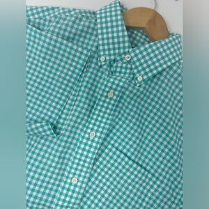 Jos A Bank Shirt Mens Medium Green Plaid Button Up Long Sleeve Travelers GHV7.